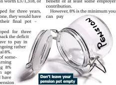  ?? ?? Don’t leave your pension pot empty