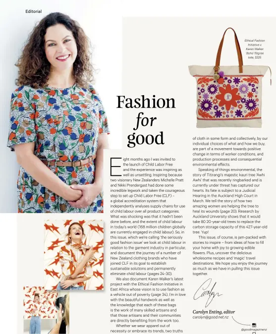  ??  ?? Ethical Fashion
Initiative x Karen Walker ‘ Boho’ filigree
tote, $ 225
On the cover Photograph­y by Sara Orme, hair by Ana Sidney from Vada, make- up by Paige Best using M. A.C, styling by Jane Mow. Rhianna Porter from 62 Models wears Karen Walker ‘...