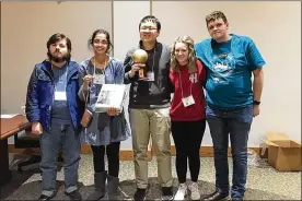  ??  ?? The team of Auggie Harner (from left), Shriya Rangaswamy, William Zhang, Alison Hardie and Deklin Caban qualified for the National Ocean Sciences Bowl in Gulfport, Miss.