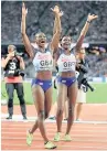  ??  ?? Dina Asher-Smith and Daryll Neita celebrate