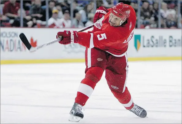  ?? — THE CANADIAN PRESS FILES ?? This file photo shows Detroit Red Wings’ Niklas Lidstrom in an NHL pre-season game. Lidstrom, Chris Pronger, Sergei Fedorov, Phil Housley, Angela Ruggiero, Bill Hay and Peter Karmanos Jr. have been named as the Hockey Hall of Fame’s class of 2015.