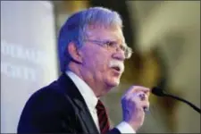  ?? ANDREW HARNIK — THE ASSOCIATED PRESS ?? National Security Adviser John Bolton speaks at a Federalist Society luncheon at the Mayflower Hotel, Monday in Washington.