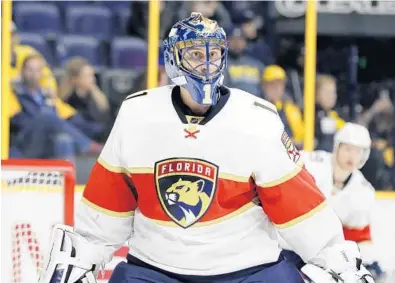  ?? AP/FILE ?? Camp should provide insight into whether an offseason of rest and rehab has restored range of motion to goalie Roberto Luongo’s surgically repaired hip. Luongo has said he is uncertain how many games he can play.