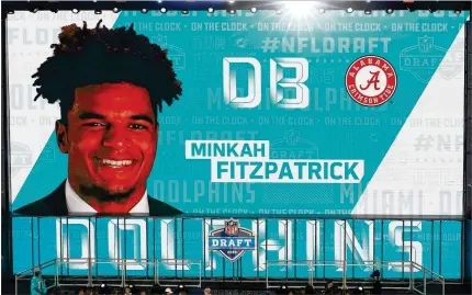  ?? TIM WARNER / GETTY IMAGES ?? The Miami Dolphins believe getting Alabama safety Minkah Fitzpatric­k with the No. 11 overall pick was a ‘great value.’ The team had him graded as the sixth best player in the draft and was surprised he was still available when they picked.