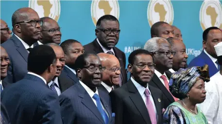  ?? | GCIS ?? Former president Jacob Zuma joins other African Heads of State and Government on a family photo at the start of the 27th Ordinary Session of the Assembly of the AU Summit in this July 2016 photo. The state is rarely trusted by many ordinary Africans to pursue policies in the public interest, says the writer.