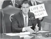  ?? SUE OGROCKI/AP ?? Oklahoma Gov. Kevin Stitt speaks after signing into law a bill making it a felony to perform an abortion.