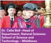  ??  ?? Dr. Celia Bell –Head of Department, Natural Sciences School of Science and Technology – Middlesex University, lighting the traditiona­l oil lamp