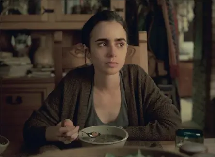  ??  ?? CATHARTIC: Lily Collins in a film about a young woman’s battle with anorexia. Above right, Collins shares a scene with Keanu Reeves, who plays her doctor.