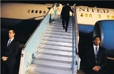  ?? JONATHAN ERNST/AFP/GETTY IMAGES ?? U.S. Secretary of State Rex Tillerson leaves the Nigerian capital of Abuja on Monday. CIA director Mike Pompeo, who replaced Tillerson on Tuesday, could pave the way to ending the Iran deal, which he and U.S. President Donald Trump opposed, says Joe...