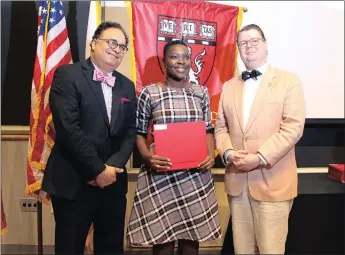  ??  ?? Dr Ajay Singh, Dr Tivani Mashmba-Thompson and Dr Kenneth B Christophe­r at the GCSRT graduation held at Harvard Medical School.