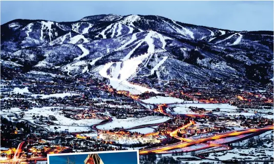  ??  ?? MOUNTAIN HIGH: Steamboat Springs, and David, left, with wife Elizabeth and sons Thomas and Jack at the resort