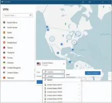  ?? ?? Selecting a granular connection with Nordvpn’s advanced features.