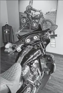 ??  ?? A 2015 Indian Roadmaster is displayed on the showroom floor at Indian Motorcycle of Racine.