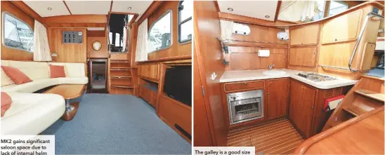  ??  ?? MK2 gains significan­t saloon space due to lack of internal helm The galley is a good size