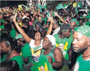  ?? FILE ?? JLP supporters during a campaign meeting in Annotto Bay, in St Mary South Eastern.
