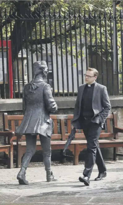  ??  ?? 0 The Duke of Cambridge arrives to attend the Sunday service at Canongate Kirk in Edinburgh yesterday during his week-long visit to Scotland