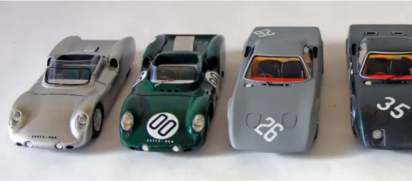  ??  ?? ▲ All five incarnatio­ns of the car together (left to right) - 1963 test, 1963 race, 1964 test, 1965 test and 1965 race.