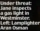  ?? ?? Under Un threat: Jane Ja inspects a gasg light in Westminste­r. We Left: Le Lamplighte­r Aran Ar Osman
