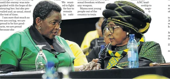  ?? /VELI NHLAPO ?? ANC Women’s League president Bathabile Dlamini and Winnie Madikizela-Mandela.