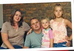  ??  ?? RIGHT: Jaco le Roux is recovering after the graphite fishing rod he was holding left a gaping hole in his abdomen when it was struck by lightning. ABOVE: With wife Desireé and daughters Elmike and Deoné.