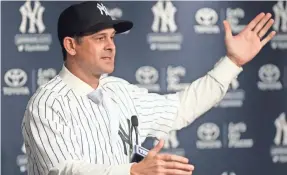  ??  ?? The Yankees’ Aaron Boone, who hasn’t managed a baseball team, said, “I feel like this is the chance of a lifetime for me.” KEVIN R. WEXLER/NORTHJERSE­Y.COM