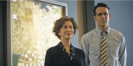  ?? TheWeinste­inCompan
y, Robert Viglasky / ap ?? Helen Mirren, left, and Ryan Reynolds star in Woman in Gold. There is no sign of a pizza place.