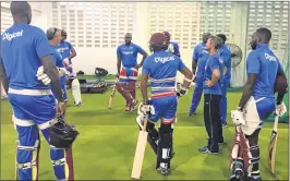  ??  ?? Due to rain, West Indies players had to use the indoor facility to practice ahead of their ODI match against India.