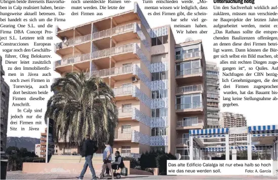  ?? Foto: A. García ?? Das alte Edificio Calalga ist nur etwa halb so hoch wie das neue werden soll.