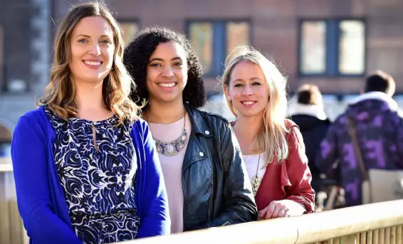  ??  ?? GirlCrew co-founders Pamela Newenham, Aine Mulloy and Elva Carri who are focused on growth in the United States