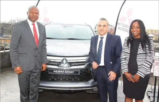  ??  ?? L-R: Deputy Managing Director; Mr. Kunle Jaiyesimi, GM, Sales and Marketing, Navin Chander; and Marketing Manager, Funmi Abiola, all of Massilia Motors, during the launch of the New Mitsubishi Pajero Sport by Massilia Motors Ltd in Lagos... recently