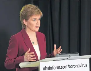  ??  ?? First Minister Nicola Sturgeon announced that 2,273 people in Scotland have now died from Covid-19, an increase of three from the previous day.
