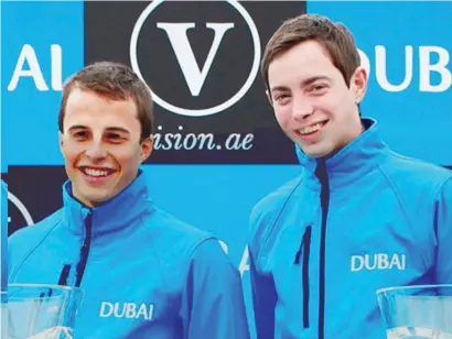  ??  ?? NEW TEAM. William Buick (left) and James Doyle in their Godolphin blue colours.