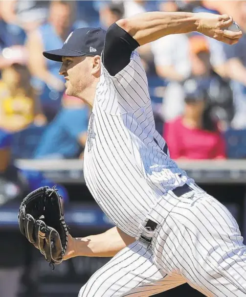  ?? AP ?? J.A. Happ throws two perfect innings with three strikeouts in spring debut on Saturday as he hopes to rebound from poor 2019 season.