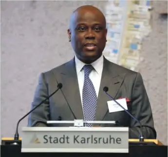  ??  ?? Herbert Wigwe, Group Managing Director and CEO, Access Bank Plc, addressing the hosts, dignitarie­s, and conference participan­ts at the Karlsruhe Sustainabl­e Finance Awards 2019, last month in Karlsruhe, Germany.