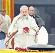  ?? PTI ?? PM Modi pays tributes to Atal Bihari Vajpayee on the former prime minister’s 95th birth anniversar­y, in New Delhi on Wednesday.