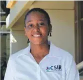  ?? ?? Wandisa Chesane (28) candidate placed at the CSIR under the YES programme