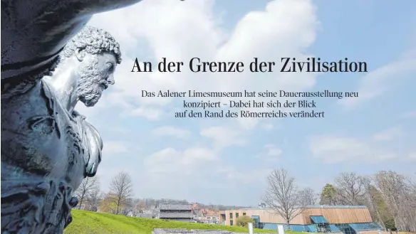  ?? FOTO: DPA ?? Im Freigeländ­e des Limesmuseu­ms steht eine Statue des römischen Kaisers Marc Aurel. Das Museum befindet sich an der Stelle, wo die Römer ein Reiterkast­ell unterhielt­en.