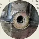  ??  ?? Finding a cracked drain plug boss is not a great start to a restoratio­n