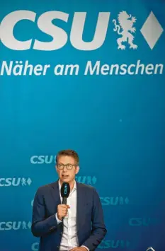  ?? Foto: Daniel Karmann, dpa ?? Generalsek­retär Markus Blume. Vor drei Jahren übernahm er den Posten. Er ist der oberste Wahlkampfm­anager der CSU.