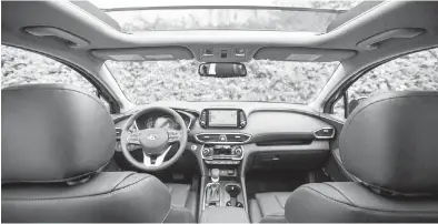  ?? DARREN STONE, TIMES COLONIST ?? A panoramic sunroof adds to the roominess of the interior of the new santa Fe.