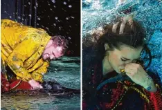  ?? Fotos: Matthias Becker; Bregenzer Festspiele ?? So wird Carmen durch Don José im Bodensee ertränkt (links) – und unsichtbar fürs Publikum gelingt es der Sängerin mit Hilfe eines Atemgeräts, sich unter Wasser zu halten (rechts).
