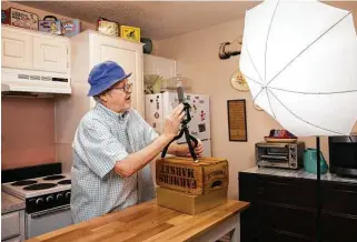  ?? Juan Figueroa / Dallas Morning News ?? Steve Austin, aka Old Man Steve, prepares to shoot a video at his home in Richland Hills. The 82-year-old has more than a million followers and over 26 million likes on TikTok.