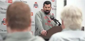  ?? DORAL CHENOWETH/THE COLUMBUS DISPATCH ?? Ohio State coach Ryan Day says that he limits adding players through the transfer portal because to do otherwise would be to break his promise to develop the high schoolers he recruits.