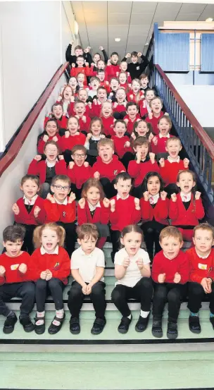  ??  ?? Top marks Pupils celebrate at Windyknowe Primary School in Bathgate