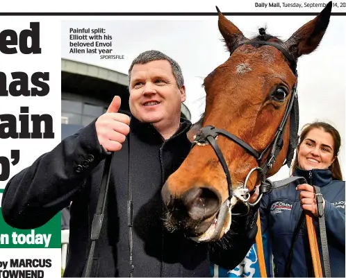  ?? SPORTSFILE ?? Painful split: Elliott with his beloved Envoi Allen last year