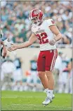  ?? [AP PHOTO/AL GOLDIS] ?? Indiana kicker Griffin Oakes celebrates a field goal against Michigan State, Saturday in East Lansing, Mich.