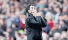  ?? REUTERS ?? Arsenal manager Mikel Arteta reacts during the match against Aston Villa on Sunday.