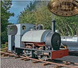  ?? ?? Britain’s newest steam locomotive unveiled: Alan Keef-built replica Hughes Falcon 0-4-2ST No.10. Inset: The builder’s plate.