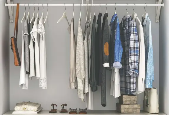  ?? PHOTOS: GETTY IMAGES/ISTOCKPHOT­O ?? An easy way to declutter is to get rid of the non-uniform hangers in your closet by dropping them off at a drycleaner or at a thrift store.