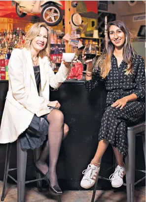  ??  ?? Trading places: midlifer Helen Kirwan-taylor, left, traded drinking habits with millennial Radhika Sanghani, right